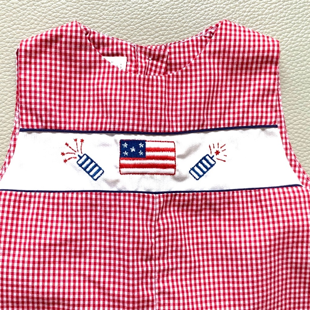 Petit Ami Smocked Shortall JonJon July 4th 3mos